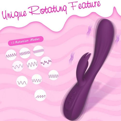 兔子震动棒双马达充电自慰棒10频女用按摩棒成人情趣用品 紫色 